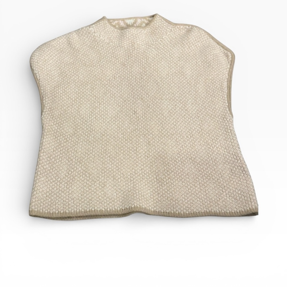 ANN MASHBURN women’s tan CASHMERE mock turtle neck sleeveless sweater sz XL